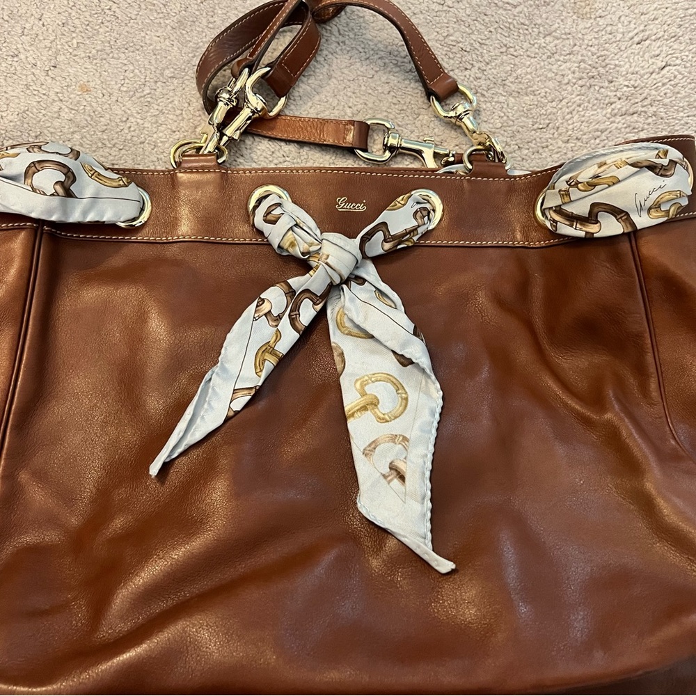 Gucci Leather Positano Tote Pre Owned Authentic